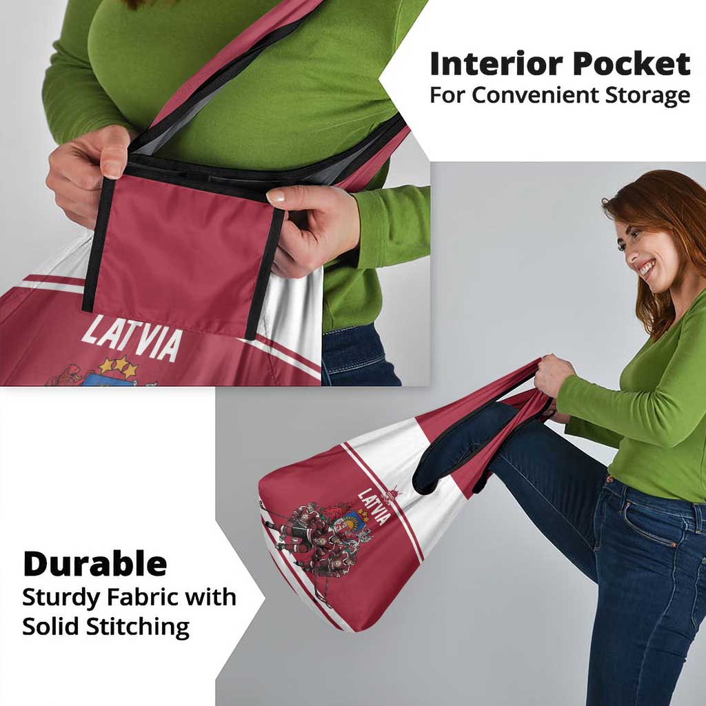 Latvia Hockey Pride Grocery Bag Baltic Ice Warriors