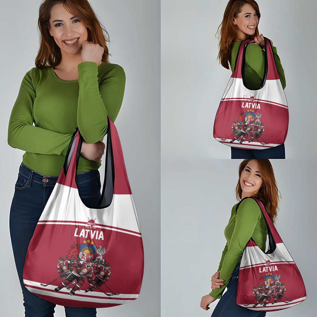 Latvia Hockey Pride Grocery Bag Baltic Ice Warriors