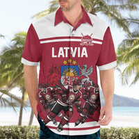 Latvia Hockey Pride Custom Hawaiian Shirt Baltic Ice Warriors