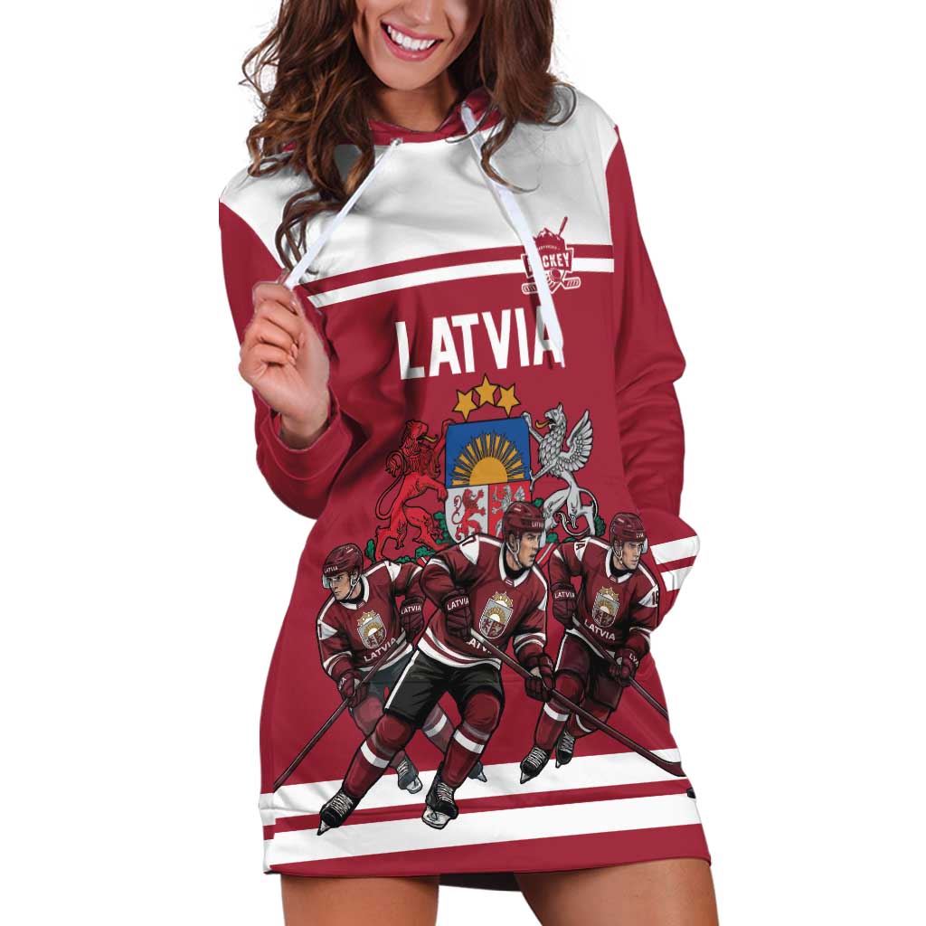 Latvia Hockey Pride Custom Hoodie Dress Baltic Ice Warriors