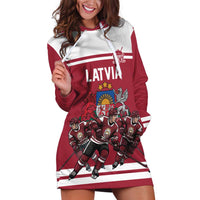 Latvia Hockey Pride Custom Hoodie Dress Baltic Ice Warriors