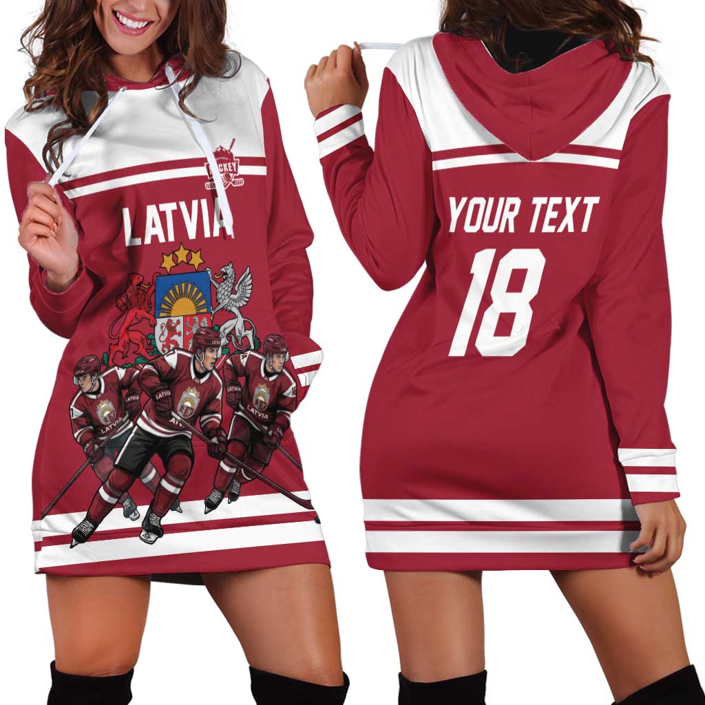 Latvia Hockey Pride Custom Hoodie Dress Baltic Ice Warriors