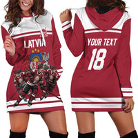 Latvia Hockey Pride Custom Hoodie Dress Baltic Ice Warriors