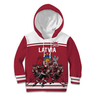 Latvia Hockey Pride Custom Kid Hoodie Baltic Ice Warriors