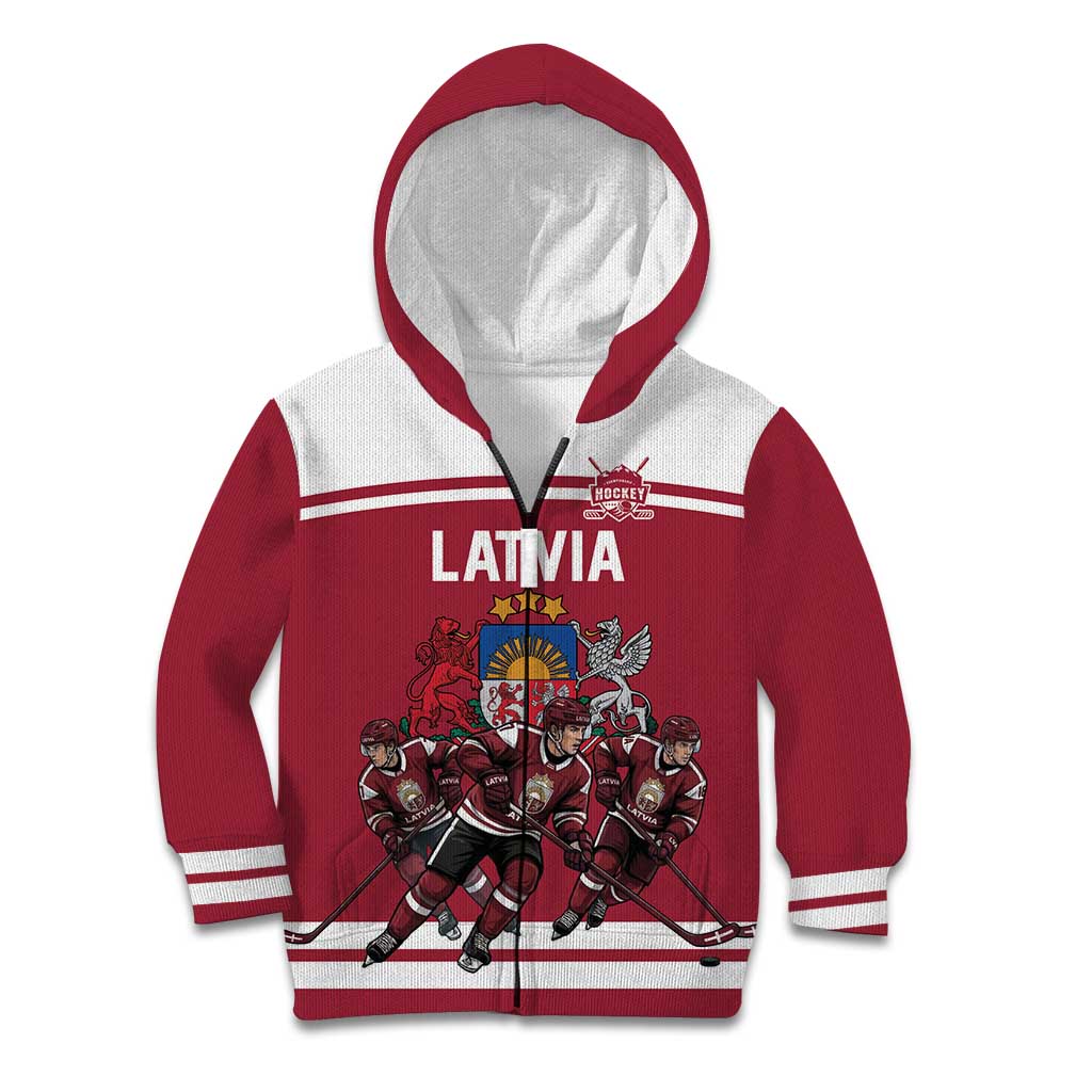 Latvia Hockey Pride Custom Kid Hoodie Baltic Ice Warriors