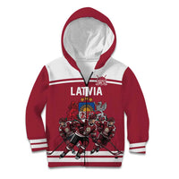 Latvia Hockey Pride Custom Kid Hoodie Baltic Ice Warriors