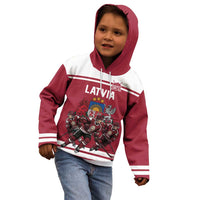Latvia Hockey Pride Custom Kid Hoodie Baltic Ice Warriors