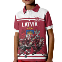 Latvia Hockey Pride Custom Kid Polo Shirt Baltic Ice Warriors