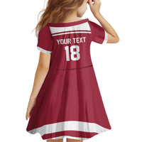Latvia Hockey Pride Custom Kid Short Sleeve Dress Baltic Ice Warriors