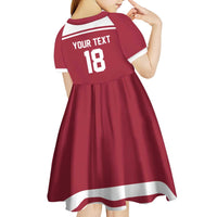 Latvia Hockey Pride Custom Kid Short Sleeve Dress Baltic Ice Warriors