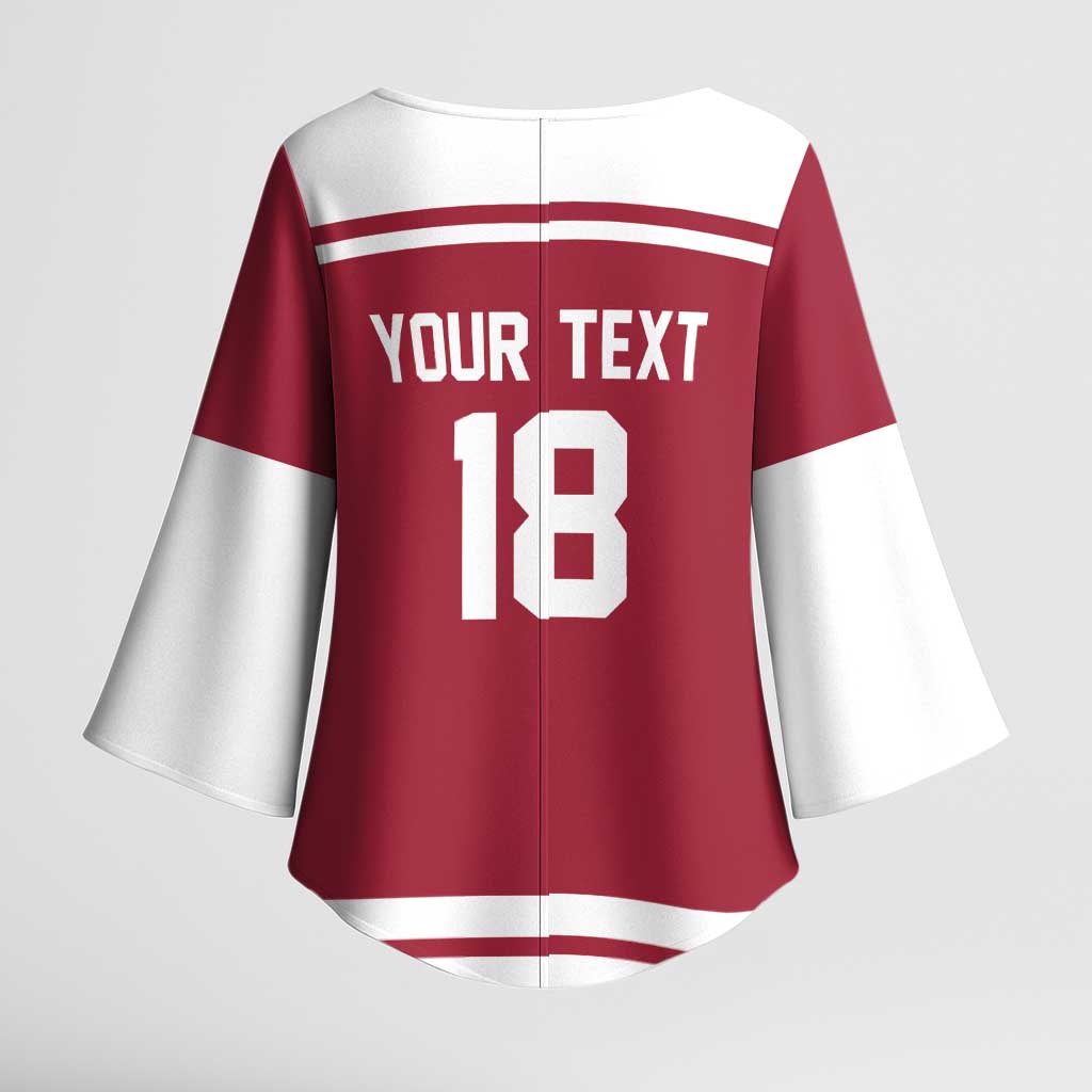 Latvia Hockey Pride Custom Kimono Sleeve Blouse Baltic Ice Warriors