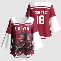 Latvia Hockey Pride Custom Kimono Sleeve Blouse Baltic Ice Warriors