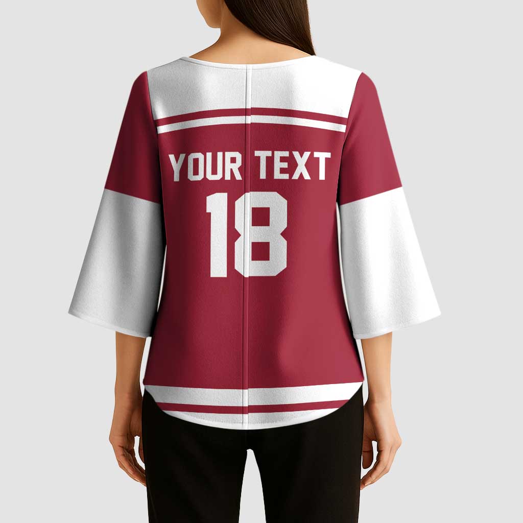 Latvia Hockey Pride Custom Kimono Sleeve Blouse Baltic Ice Warriors