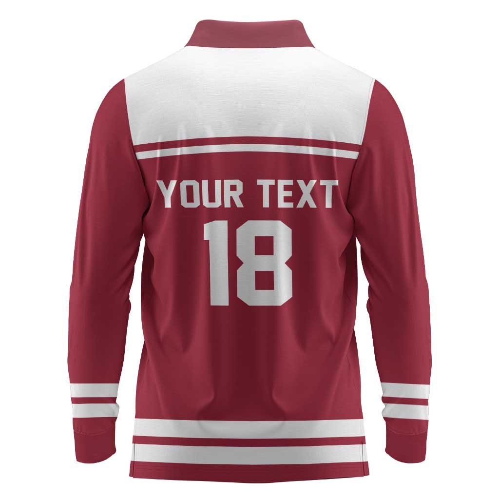 Latvia Hockey Pride Custom Long Sleeve Polo Shirt Baltic Ice Warriors