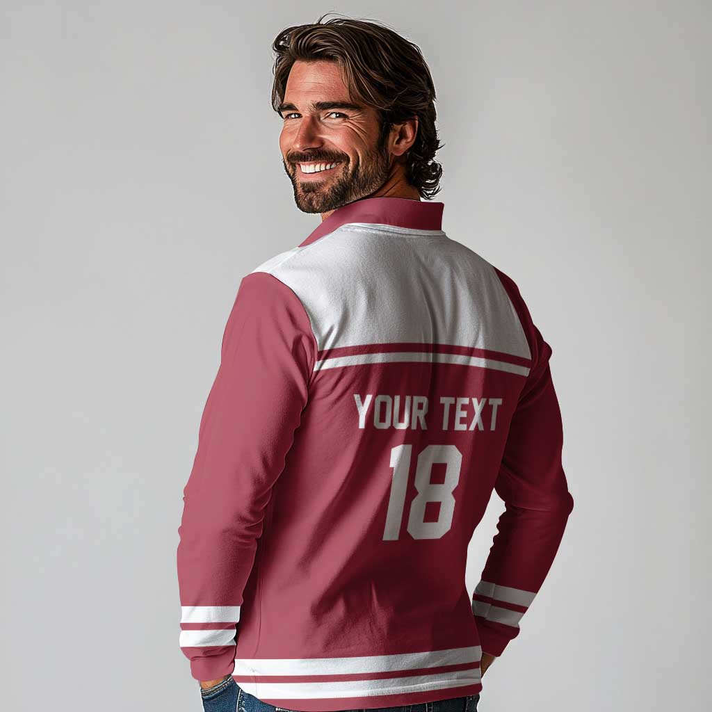 Latvia Hockey Pride Custom Long Sleeve Polo Shirt Baltic Ice Warriors
