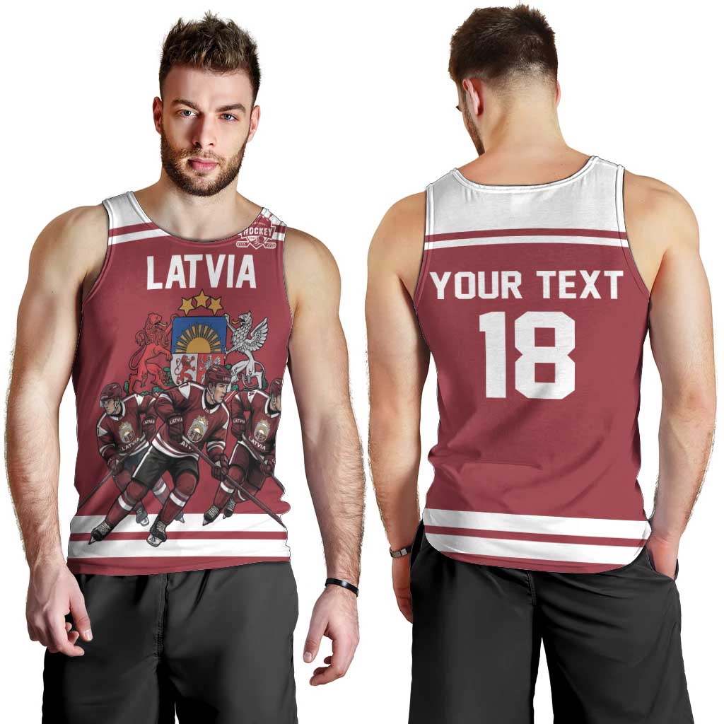 Latvia Hockey Pride Custom Men Tank Top Baltic Ice Warriors