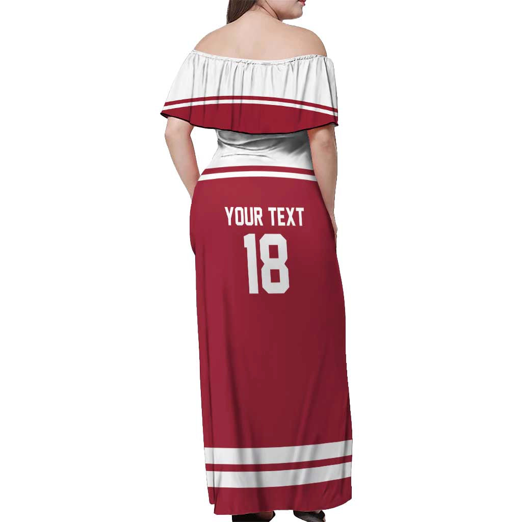 Latvia Hockey Pride Custom Off Shoulder Maxi Dress Baltic Ice Warriors