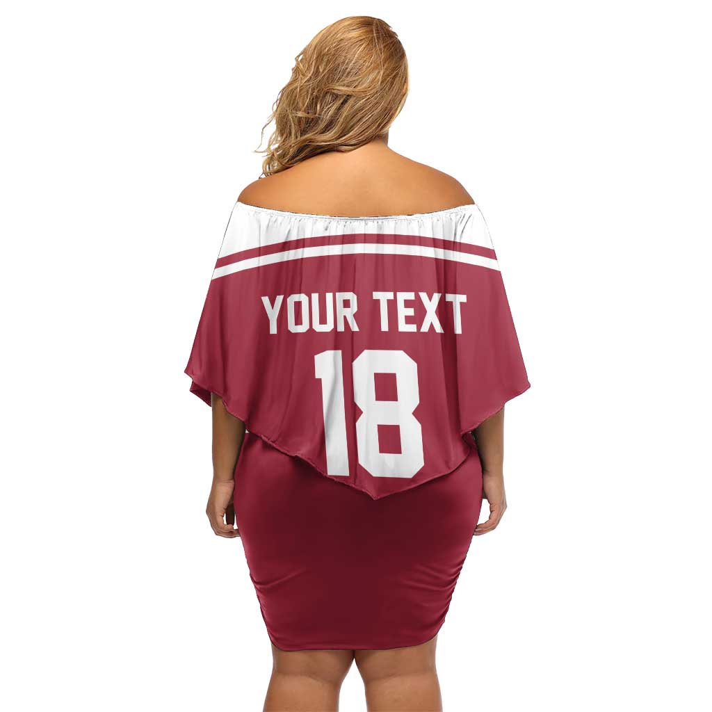 Latvia Hockey Pride Custom Off Shoulder Short Dress Baltic Ice Warriors
