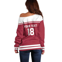 Latvia Hockey Pride Custom Off Shoulder Sweater Baltic Ice Warriors