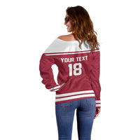 Latvia Hockey Pride Custom Off Shoulder Sweater Baltic Ice Warriors