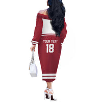 Latvia Hockey Pride Custom Off The Shoulder Long Sleeve Dress Baltic Ice Warriors