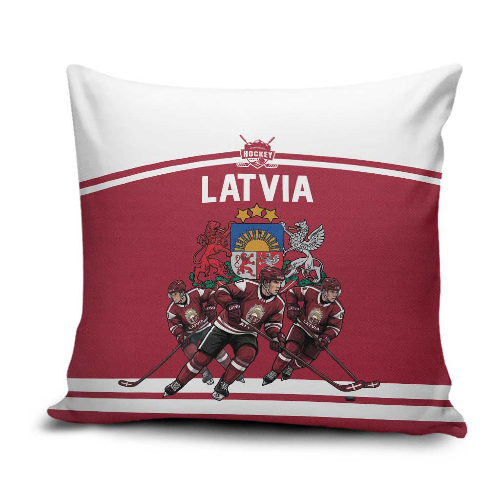 Latvia Hockey Pride Pillow Cover Baltic Ice Warriors