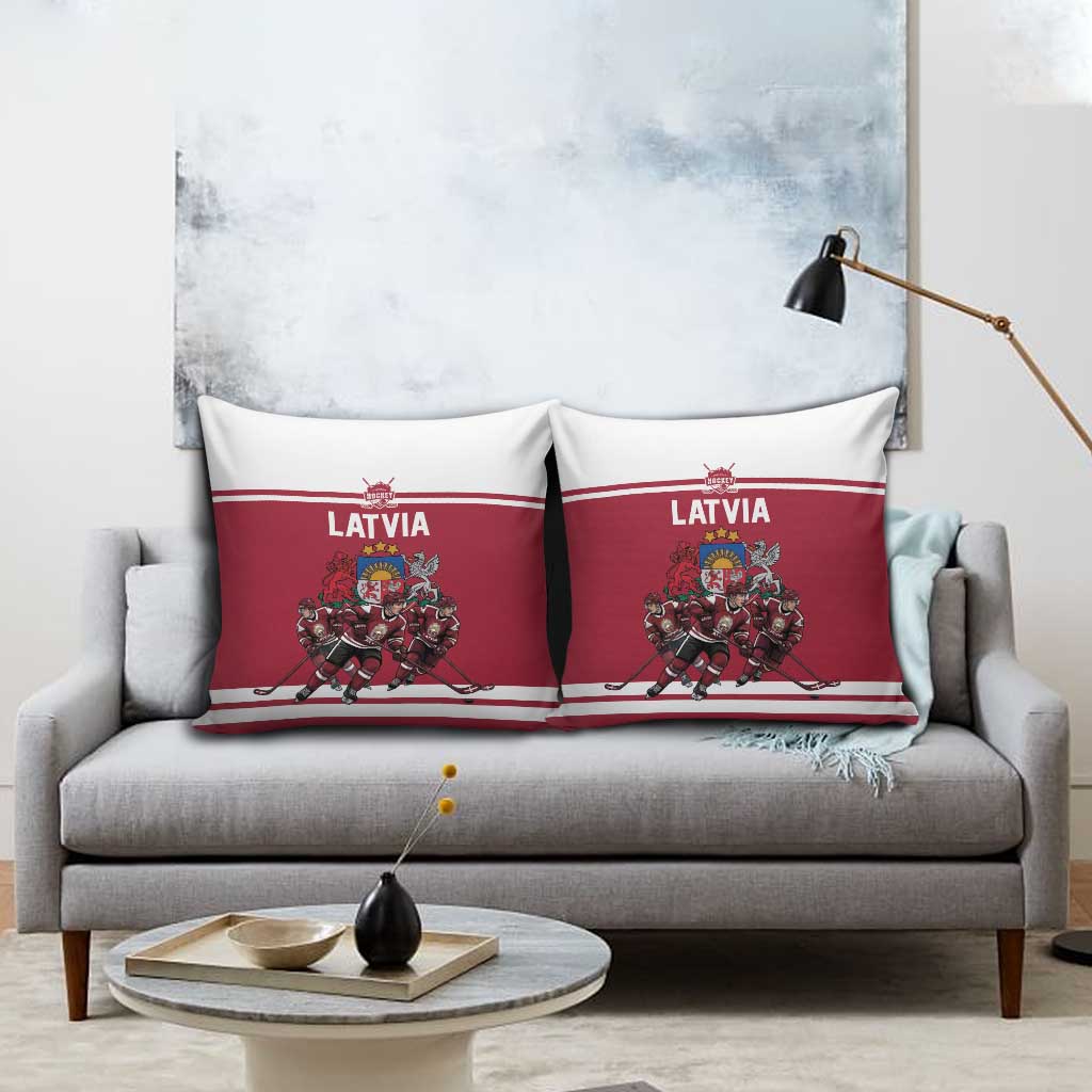 Latvia Hockey Pride Pillow Cover Baltic Ice Warriors