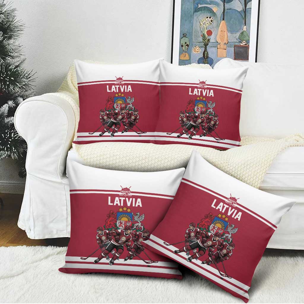 Latvia Hockey Pride Pillow Cover Baltic Ice Warriors
