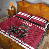 Latvia Hockey Pride Quilt Bed Set Baltic Ice Warriors