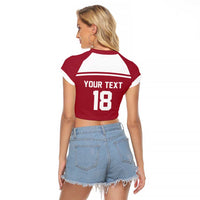 Latvia Hockey Pride Custom Raglan Cropped T Shirt Baltic Ice Warriors