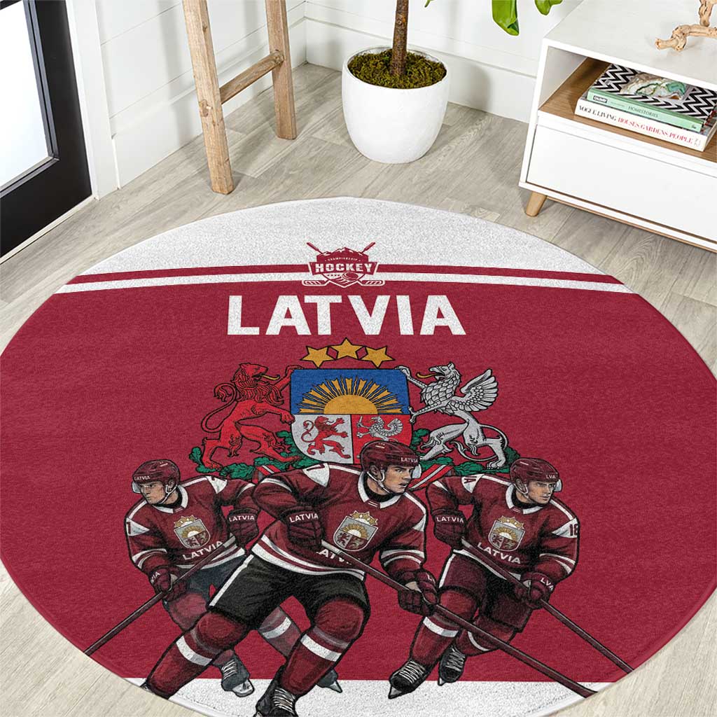 Latvia Hockey Pride Round Carpet Baltic Ice Warriors