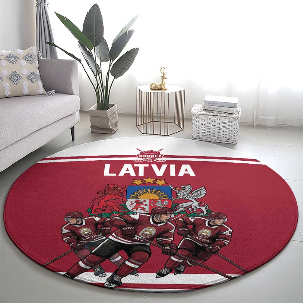 Latvia Hockey Pride Round Carpet Baltic Ice Warriors