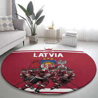 Latvia Hockey Pride Round Carpet Baltic Ice Warriors