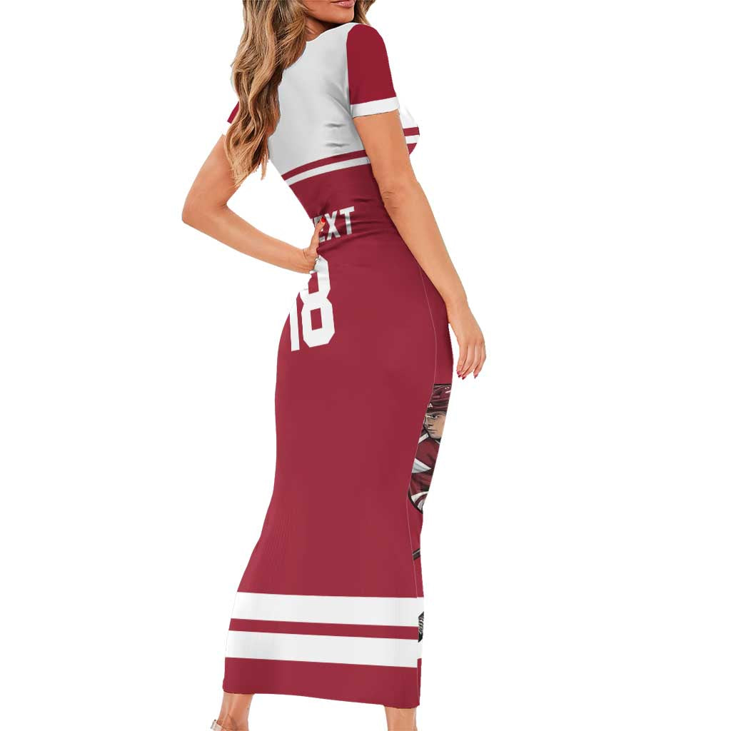 Latvia Hockey Pride Custom Short Sleeve Bodycon Dress Baltic Ice Warriors