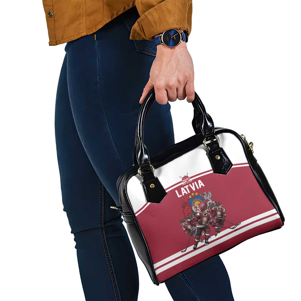 Latvia Hockey Pride Shoulder Handbag Baltic Ice Warriors