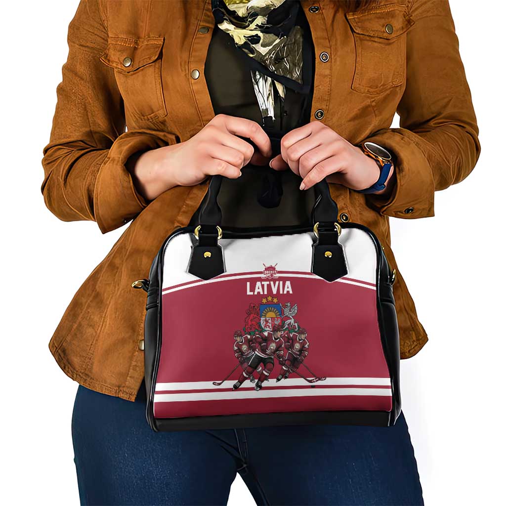 Latvia Hockey Pride Shoulder Handbag Baltic Ice Warriors
