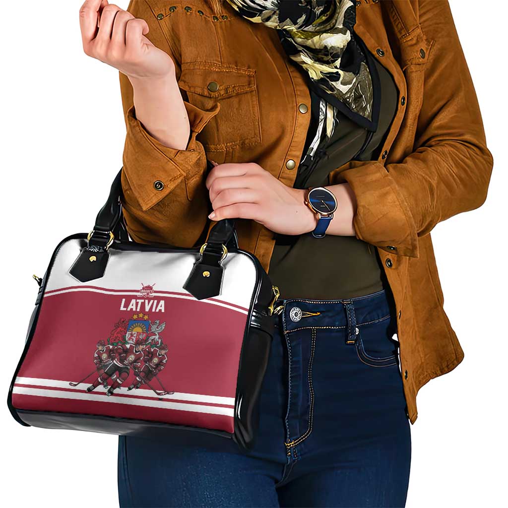 Latvia Hockey Pride Shoulder Handbag Baltic Ice Warriors
