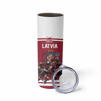 Latvia Hockey Pride Custom Skinny Tumbler Baltic Ice Warriors