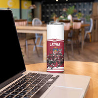 Latvia Hockey Pride Custom Skinny Tumbler Baltic Ice Warriors