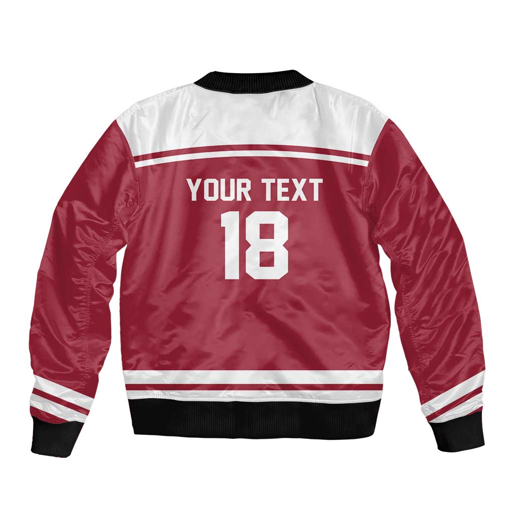 Latvia Hockey Pride Custom Sleeve Zip Bomber Jacket Baltic Ice Warriors