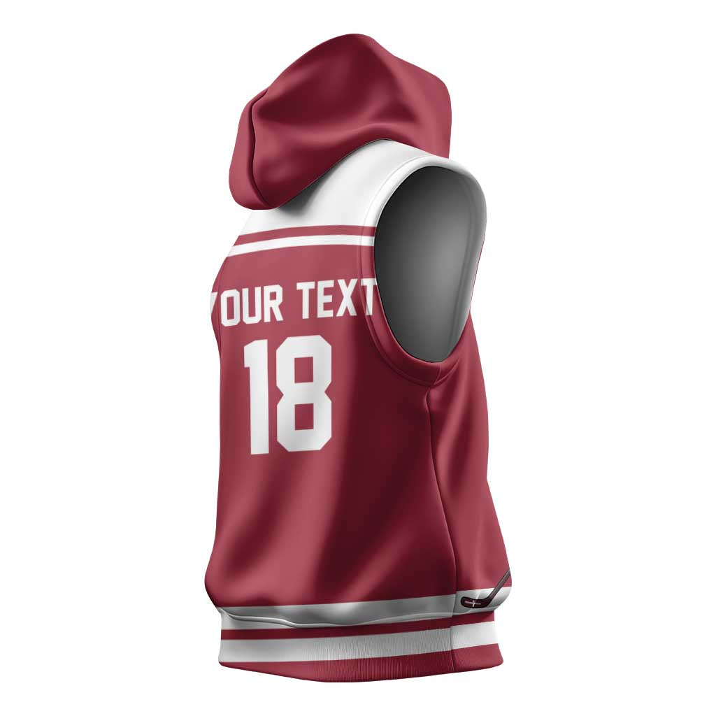 Latvia Hockey Pride Custom Sleeveless Hoodie Baltic Ice Warriors