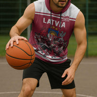 Latvia Hockey Pride Custom Sleeveless Hoodie Baltic Ice Warriors