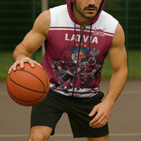 Latvia Hockey Pride Custom Sleeveless Zip Hoodie Baltic Ice Warriors