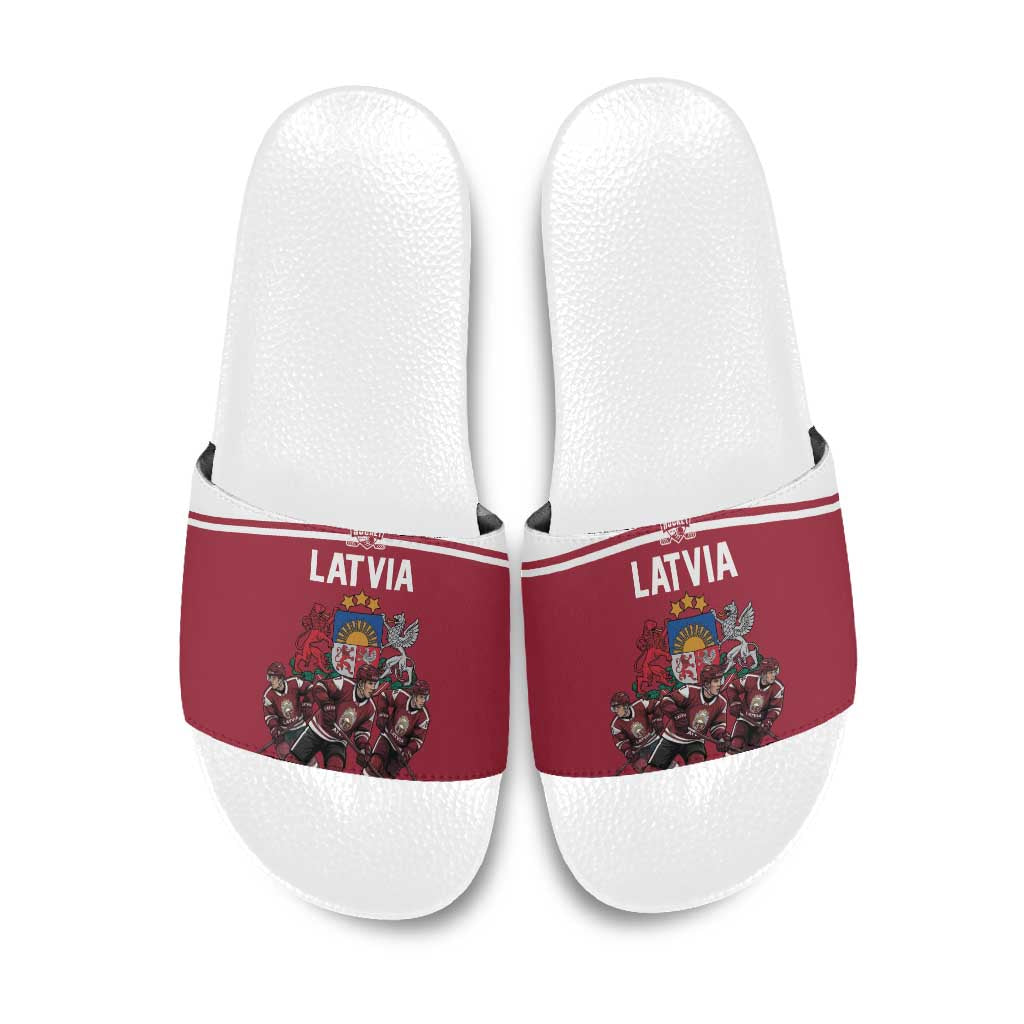 Latvia Hockey Pride Slide Sandals Baltic Ice Warriors