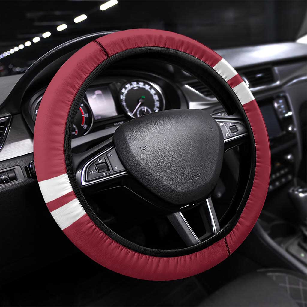 Latvia Hockey Pride Steering Wheel Cover Baltic Ice Warriors
