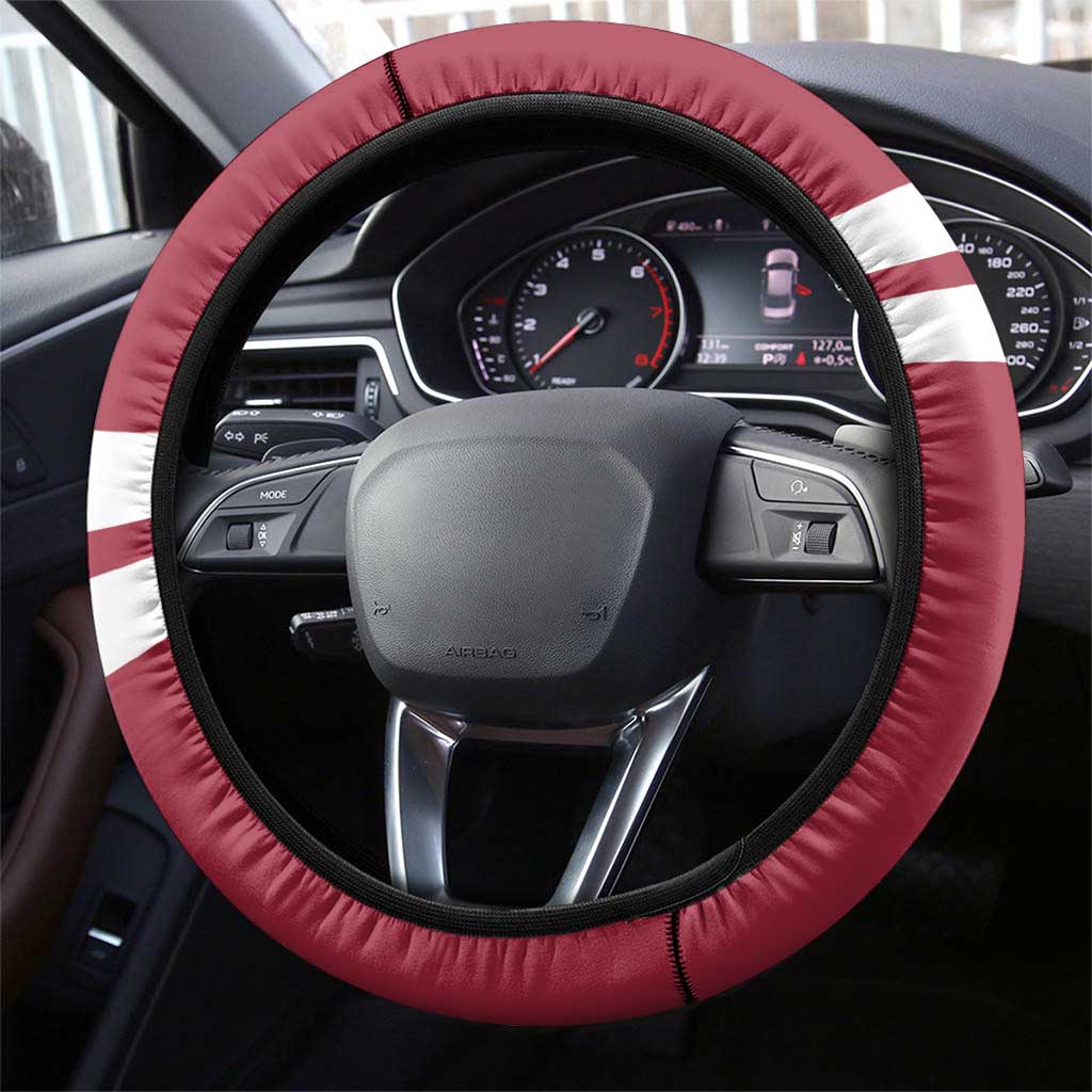 Latvia Hockey Pride Steering Wheel Cover Baltic Ice Warriors