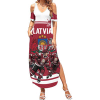 Latvia Hockey Pride Custom Summer Maxi Dress Baltic Ice Warriors