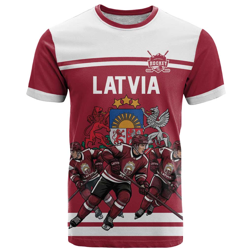 Latvia Hockey Pride Custom T Shirt Baltic Ice Warriors