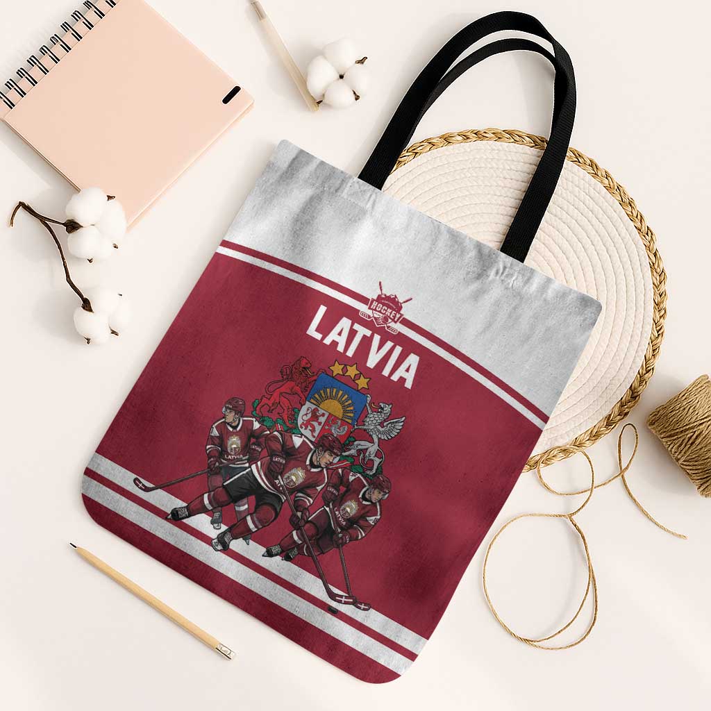 Latvia Hockey Pride Tote Bag Baltic Ice Warriors