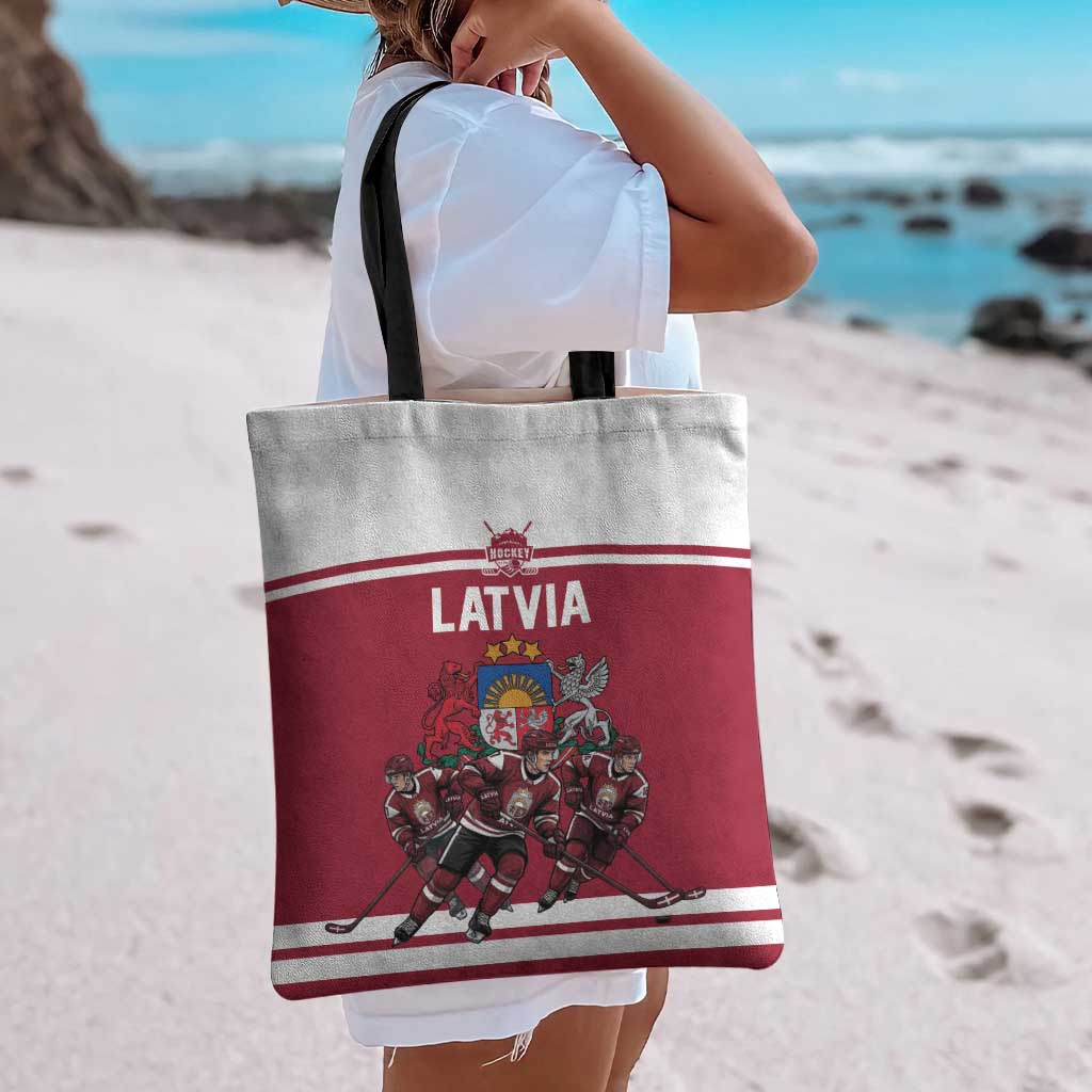 Latvia Hockey Pride Tote Bag Baltic Ice Warriors